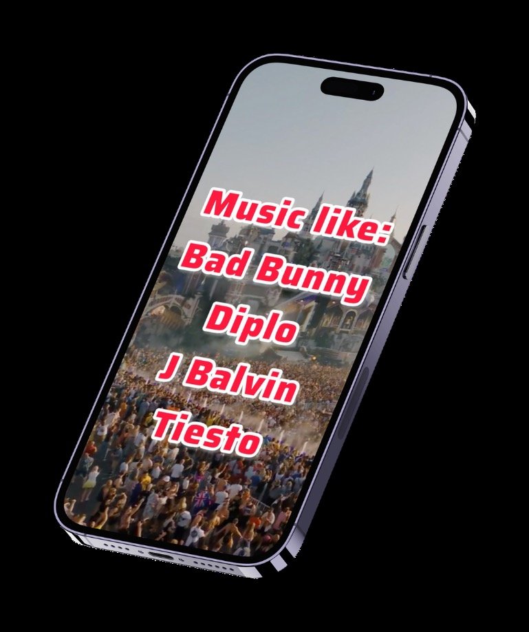 Ad creative on a phone naming similar artists