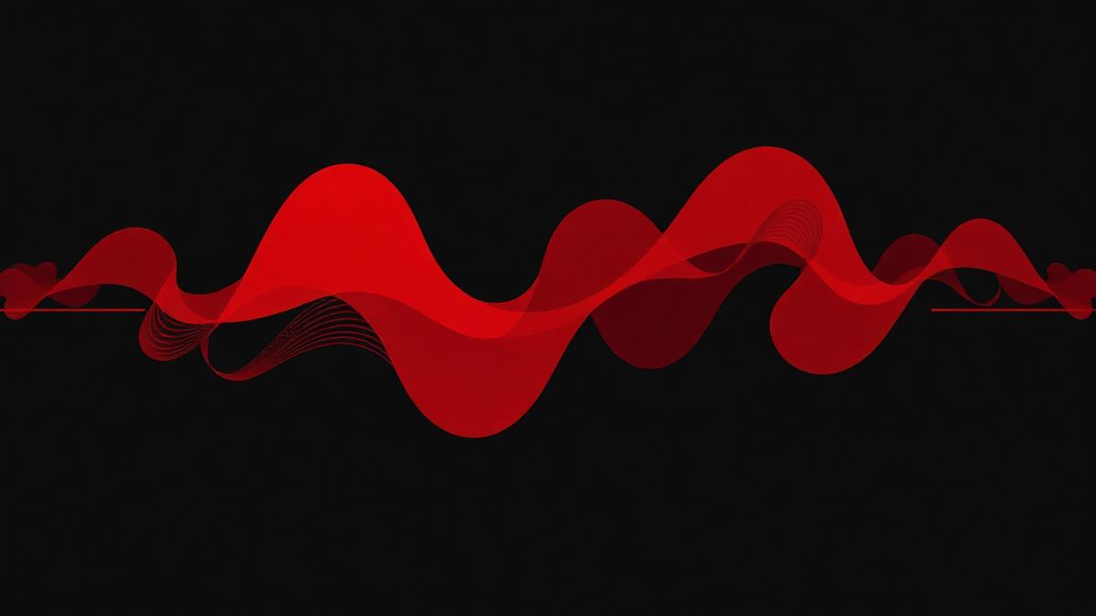 Abstract red sound wave on a dark background representing ads converting into streams