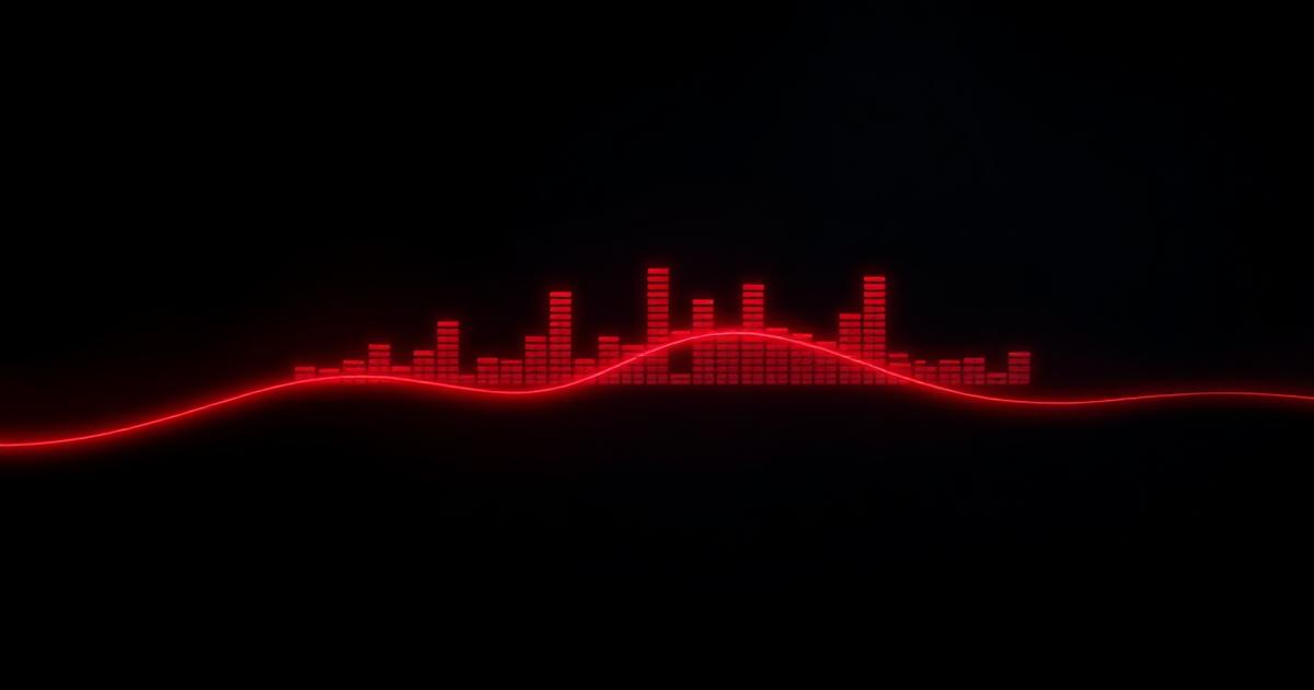 Dark graphic with a red streaming growth curve and equalizer bars